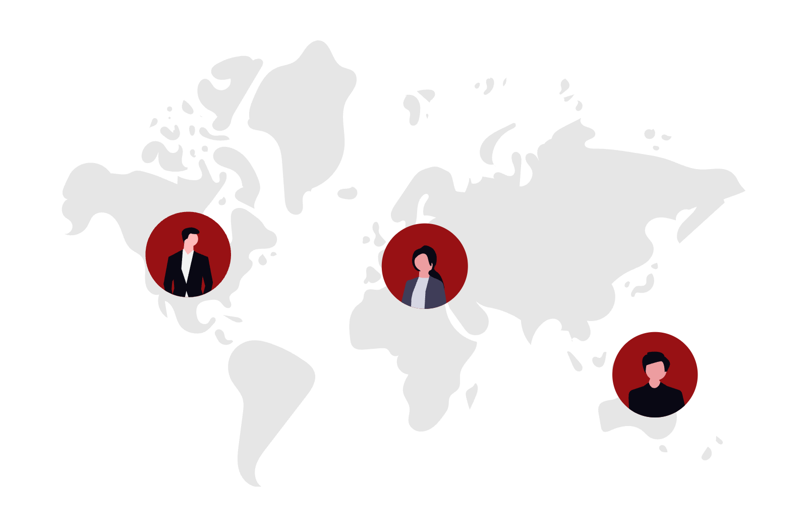 Map of world with people representing international research collaboration